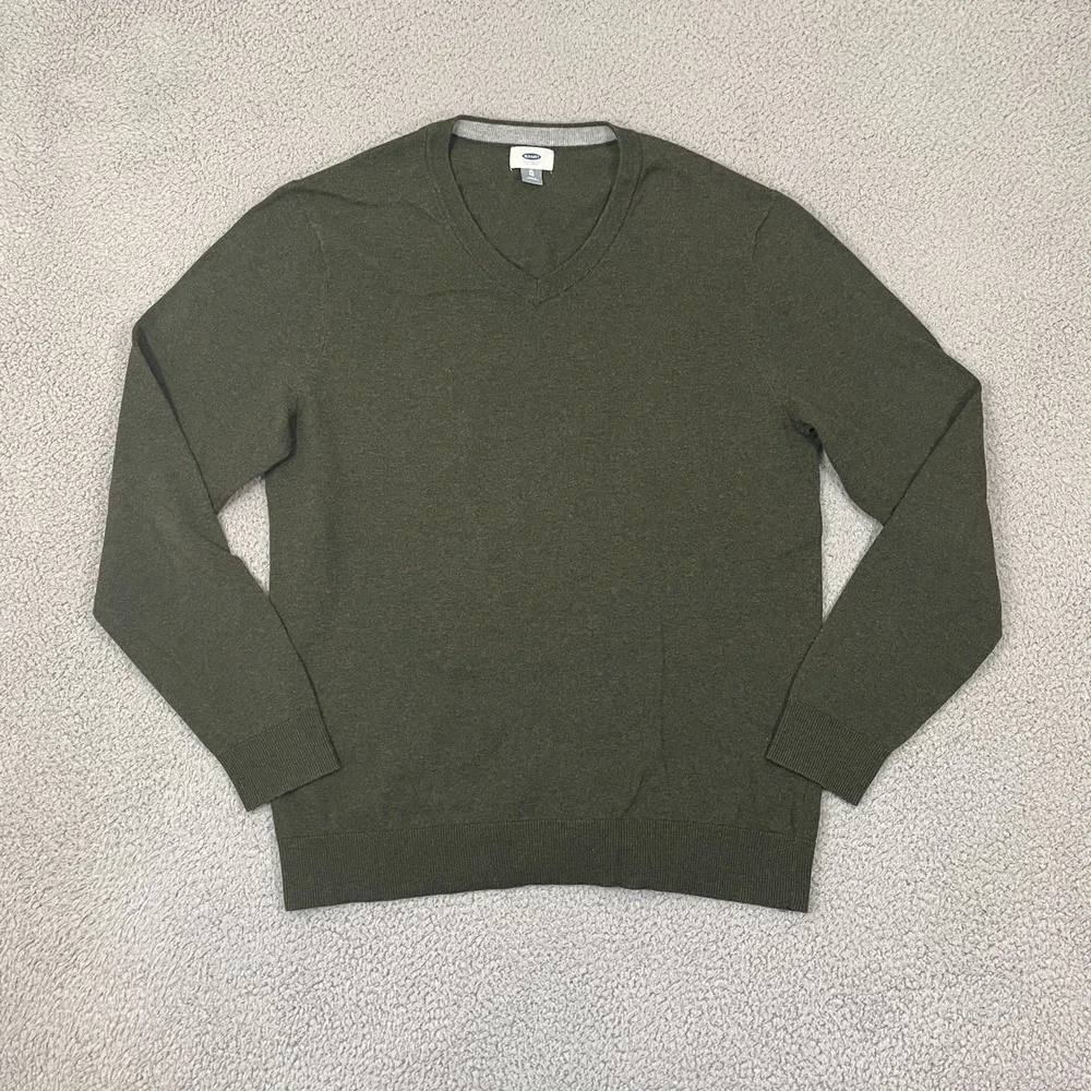 Old Navy V-Neck Sweater Men XL Olive Preppy Long Sleeve Pullover